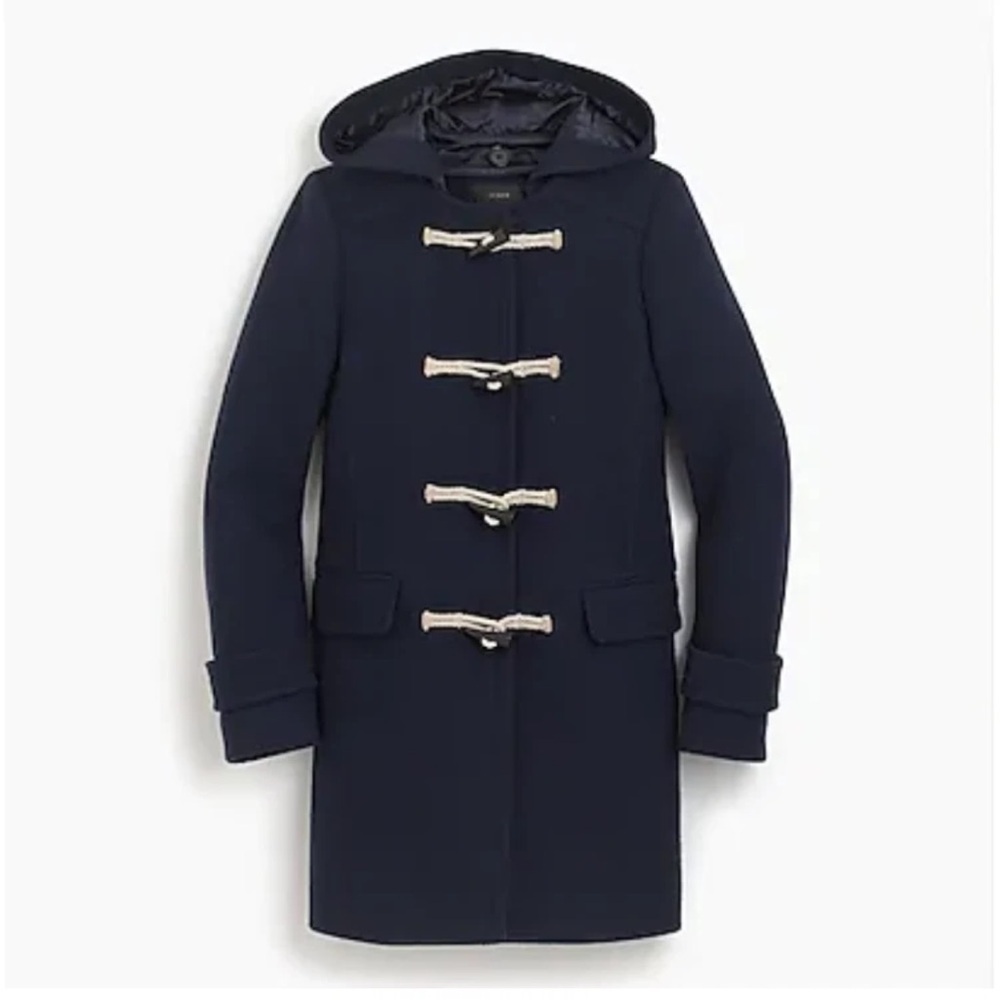J. CREW Black Italian Wool Cashmere Duffle Toggle Coat Size 10
